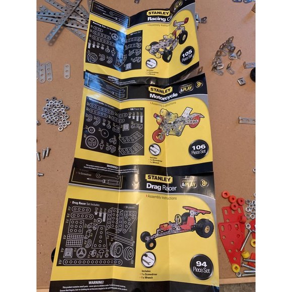 Stanley Play Kits, Partial Motorcycle Racing Car Drag Car Drag Racer, Many Extra - Picture 5 of 7